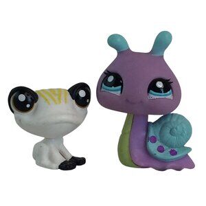 Littlest Pet Shop LPS Snail #2352 & Mini White Frog Froglegs #1-22 Figures